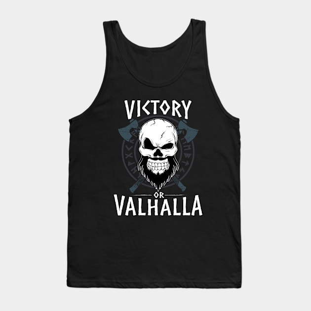 Victory or Valhalla Viking Skull Tank Top by Acroxth